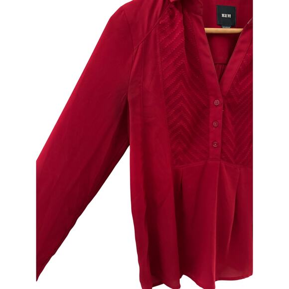 Anthropologie Maeve De Stijl‎ Popover Chiffon Blouse Red Size 2 - Picture 6 of 11
